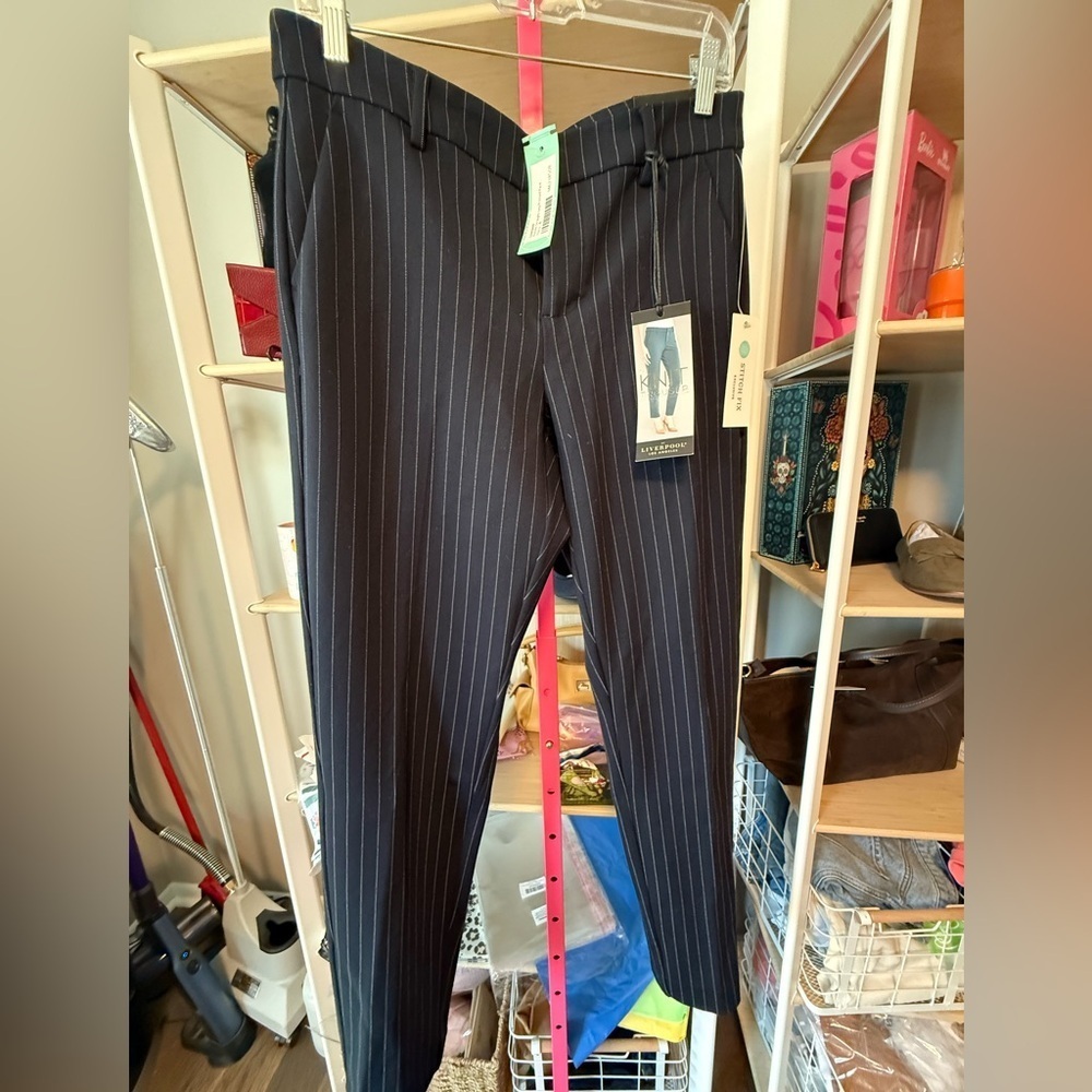 Liverpool Women's Navy Pinstripe Boot Cut Pants